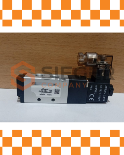 VALVULA DIRECIONAL 5/2 VIAS - ACIONAMENTO POR SOLENOIDE E RETORNO POR MOLA- 1/8